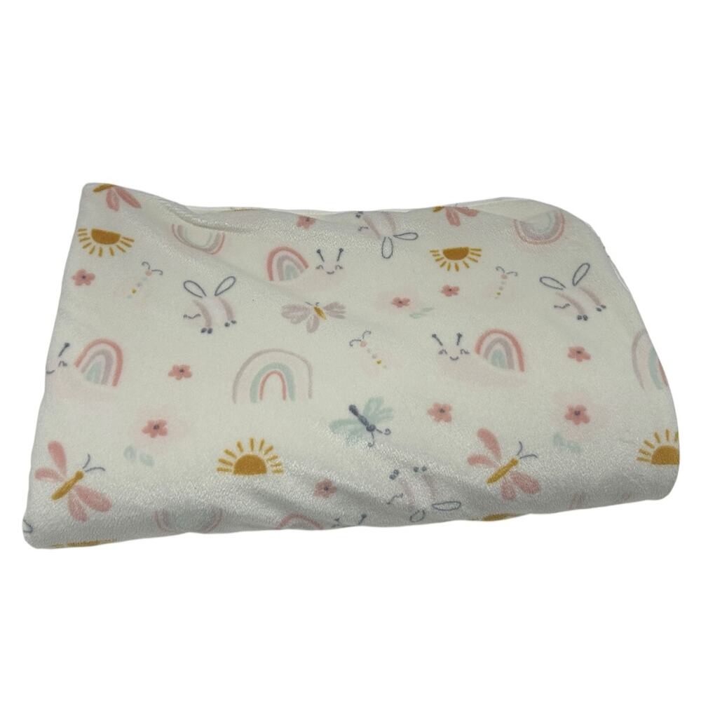 Chick Pea Rainbow Baby Blanket Sherpa Sun Bumble Bee Butterfly Flower Snail